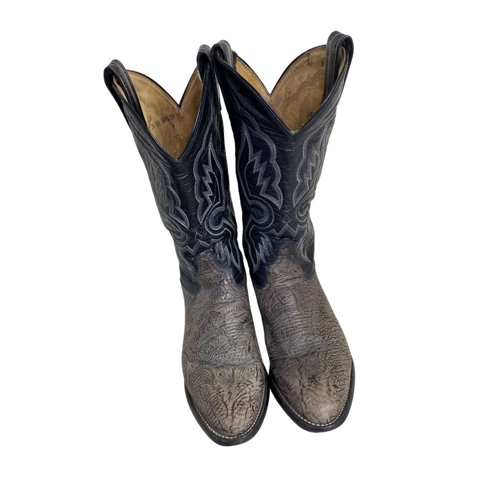 Tony Lama 6250 Mens Western Cowboy Boots Black Gary Leather Size 7.5 D Made USA
